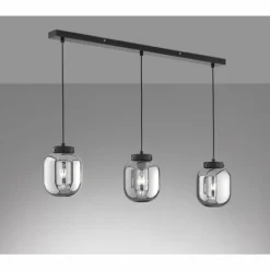 Suspension Verre Fumé-Luminaires Fischer & Honsel Suspension Fischer & Honsel Regi Noir, 3 lumières