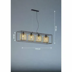 Lampes Dorées-Luminaires Fischer & Honsel Suspension Fischer & Honsel Caydo Noir, 4 lumières