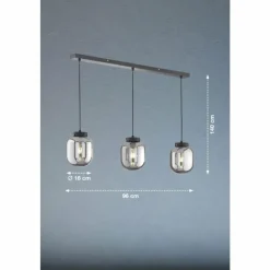 Suspension Verre Fumé-Luminaires Fischer & Honsel Suspension Fischer & Honsel Bala LED Noir, 12 lumières