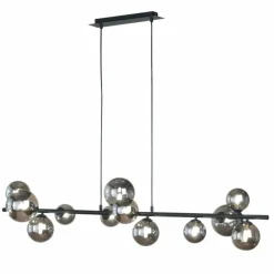 Suspension Verre Fumé-Luminaires Fischer & Honsel Suspension Fischer & Honsel Bala LED Noir, 12 lumières