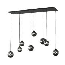 Suspension Verre Fumé-Luminaires Fischer & Honsel Suspension Fischer & Honsel Bala LED Noir, 8 lumières