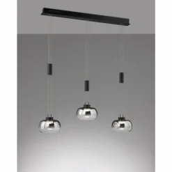 Suspension Verre Fumé-Luminaires Fischer & Honsel Suspension Fischer & Honsel Arosa LED Noir, 3 lumières