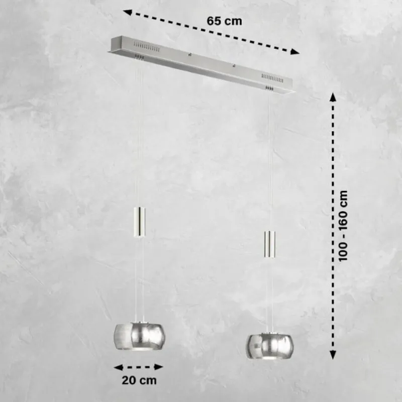 Luminaires Fischer & Honsel Suspension Fischer & Honsel Colette LED Nickel mat, 2 lumières* Suspensions