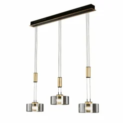 Suspension Verre Fumé-Luminaires Fischer & Honsel Suspension Fischer & Honsel Lavin LED Noir, 3 lumières