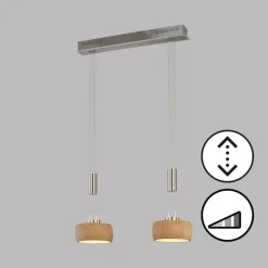 Luminaires Fischer & Honsel Suspension Fischer & Honsel SHINEWOOD LED Nickel mat, 2 lumières* Suspensions