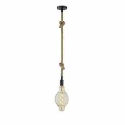Style Boho-Chic-Luminaires Fischer & Honsel Suspension Fischer-Honsel Rope Noir, 1 lumière