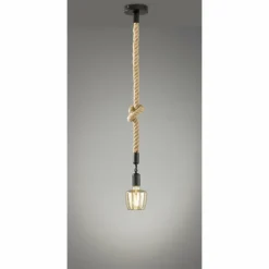 Style Boho-Chic-Luminaires Fischer & Honsel Suspension Fischer-Honsel Rope Noir, 1 lumière