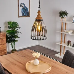 Luminaires Rustiques-hofstein Suspension Flaine Brun, Noir, 1 lumière