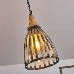 Luminaires Rustiques-hofstein Suspension Flaine Brun, Noir, 1 lumière