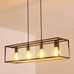 Lampes Vintages & Rétros-hofstein Suspension Flambeau Noir, 4 lumières