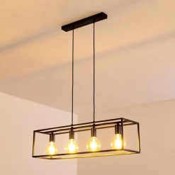 Lampes Vintages & Rétros-hofstein Suspension Flambeau Noir, 4 lumières