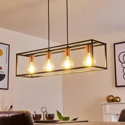 Lampes Vintages & Rétros-hofstein Suspension Flambeau Noir, 4 lumières