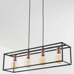 Lampes Vintages & Rétros-hofstein Suspension Flambeau Noir, 4 lumières