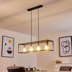 Lampes Vintages & Rétros-hofstein Suspension Flambeau Noir, 4 lumières