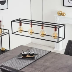 Lampes Vintages & Rétros-hofstein Suspension Flambeau Noir, 4 lumières