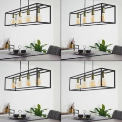 Lampes Vintages & Rétros-hofstein Suspension Flambeau Noir, 4 lumières