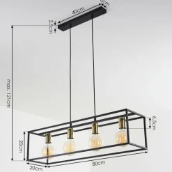 Lampes Vintages & Rétros-hofstein Suspension Flambeau Noir, 4 lumières