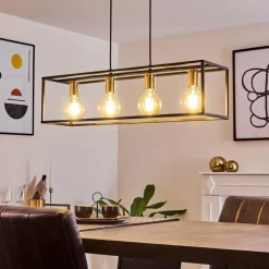 Lampes Vintages & Rétros-hofstein Suspension Flambeau Noir, 4 lumières