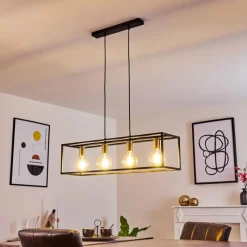 Lampes Vintages & Rétros-hofstein Suspension Flambeau Noir, 4 lumières