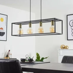 Lampes Vintages & Rétros-hofstein Suspension Flambeau Noir, 4 lumières