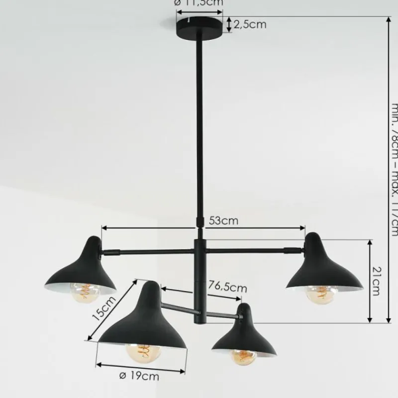 hofstein Suspension Fort Noir, 4 lumières* Suspensions