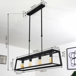 hofstein Suspension Foss Noir, 4 lumières