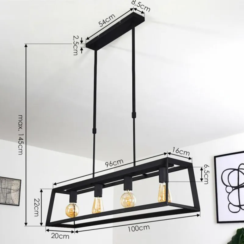 hofstein Suspension Foss Noir, 4 lumières