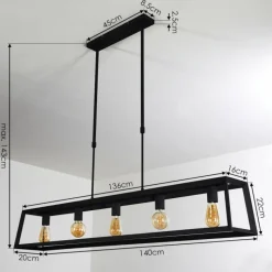 hofstein Suspension Foss Noir, 5 lumières