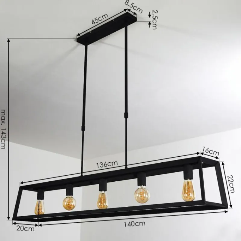 hofstein Suspension Foss Noir, 5 lumières