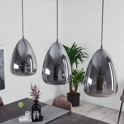 Suspension Verre Fumé-hofstein Suspension Francisco Argent Oxydé, 3 lumières