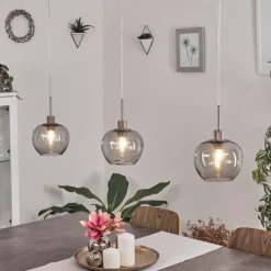 Suspension Verre Fumé-hofstein Suspension Freeport Nickel mat, 3 lumières