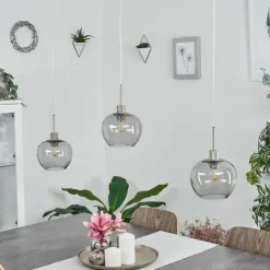 Suspension Verre Fumé-hofstein Suspension Freeport Nickel mat, 3 lumières