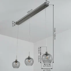 Suspension Verre Fumé-hofstein Suspension Freeport Nickel mat, 3 lumières