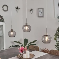 Suspension Verre Fumé-hofstein Suspension Freeport Nickel mat, 3 lumières