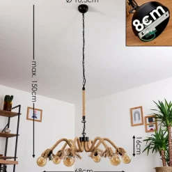 Lampes Vintages & Rétros-hofstein Suspension Freetown Brun, Noir, 6 lumières