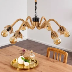 Lampes Vintages & Rétros-hofstein Suspension Freetown Brun, Noir, 6 lumières