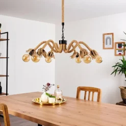 Lampes Vintages & Rétros-hofstein Suspension Freetown Brun, Noir, 6 lumières