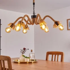 Lampes Vintages & Rétros-hofstein Suspension Freetown Brun, Noir, 6 lumières