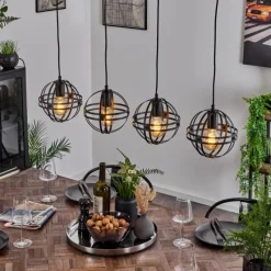 Lampes Industrielles-hofstein Suspension Freguesia Noir, 4 lumières