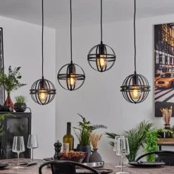 Lampes Industrielles-hofstein Suspension Freguesia Noir, 4 lumières