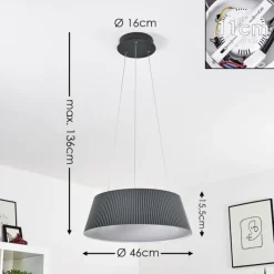 hofstein Suspension Fremont LED Gris, 1 lumière, Télécommandes