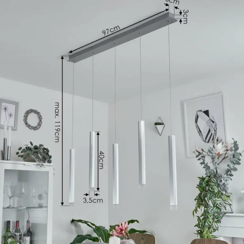 hofstein Suspension Freshwater LED Aluminium, 5 lumières