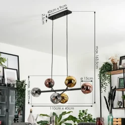 hofstein Suspension Fuensalida Noir, 6 lumières