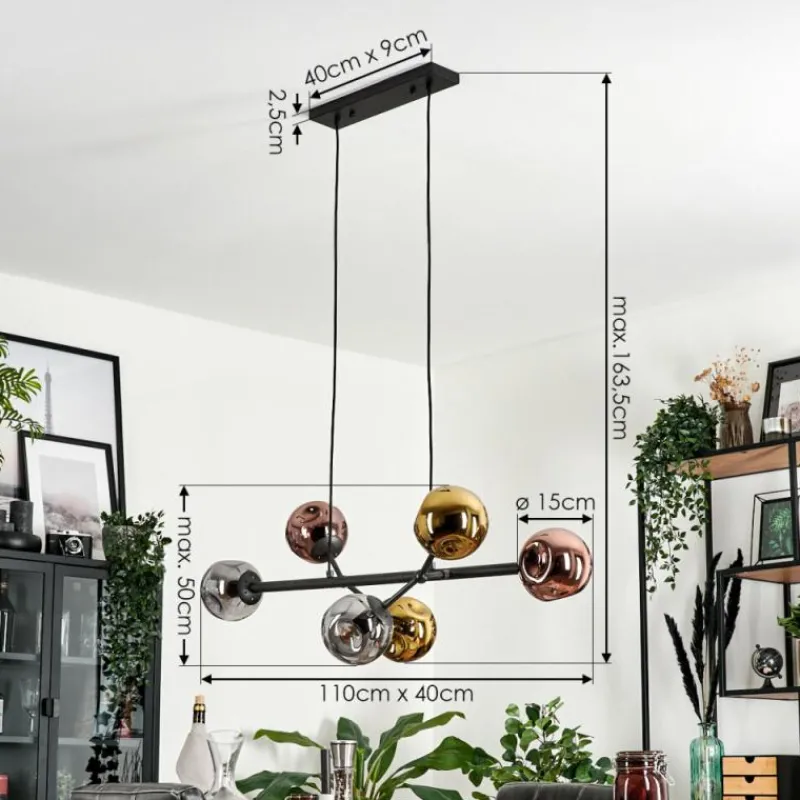 hofstein Suspension Fuensalida Noir, 6 lumières