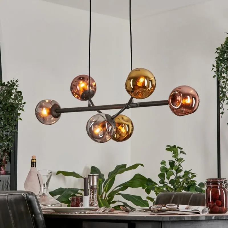 hofstein Suspension Fuensalida Noir, 6 lumières