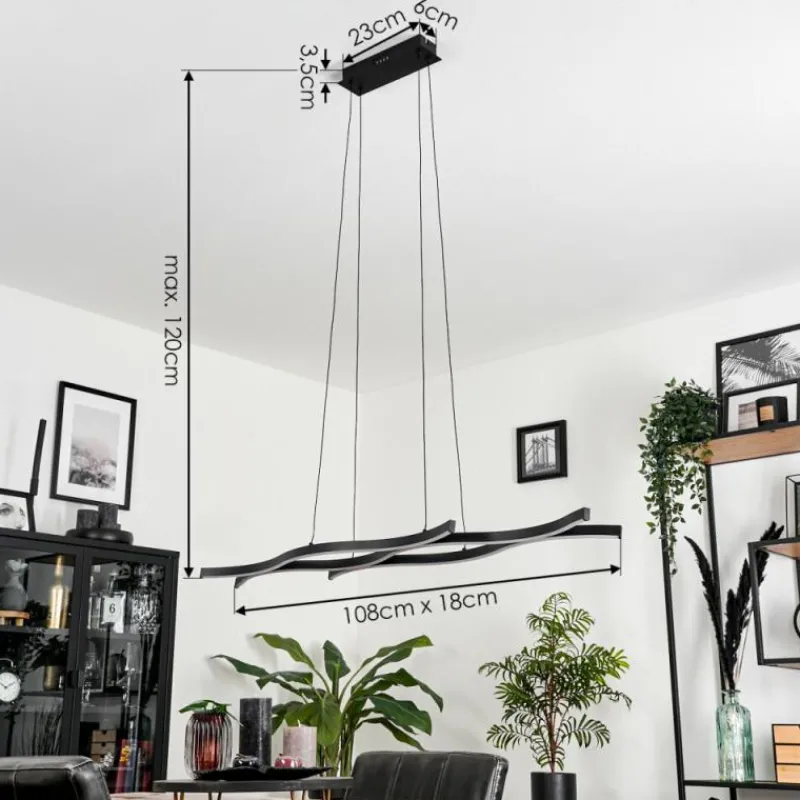 hofstein Suspension Fuliola LED Noir, 1 lumière