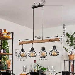 Lampes Industrielles-hofstein Suspension Gainesville Bois foncé, Noir, 4 lumières