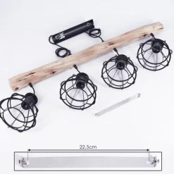 Lampes Industrielles-hofstein Suspension Gainesville Bois foncé, Noir, 4 lumières