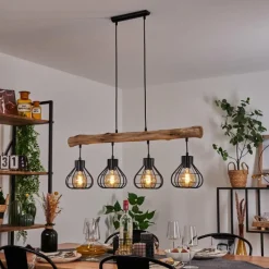 Lampes Industrielles-hofstein Suspension Gainesville Bois foncé, Noir, 4 lumières