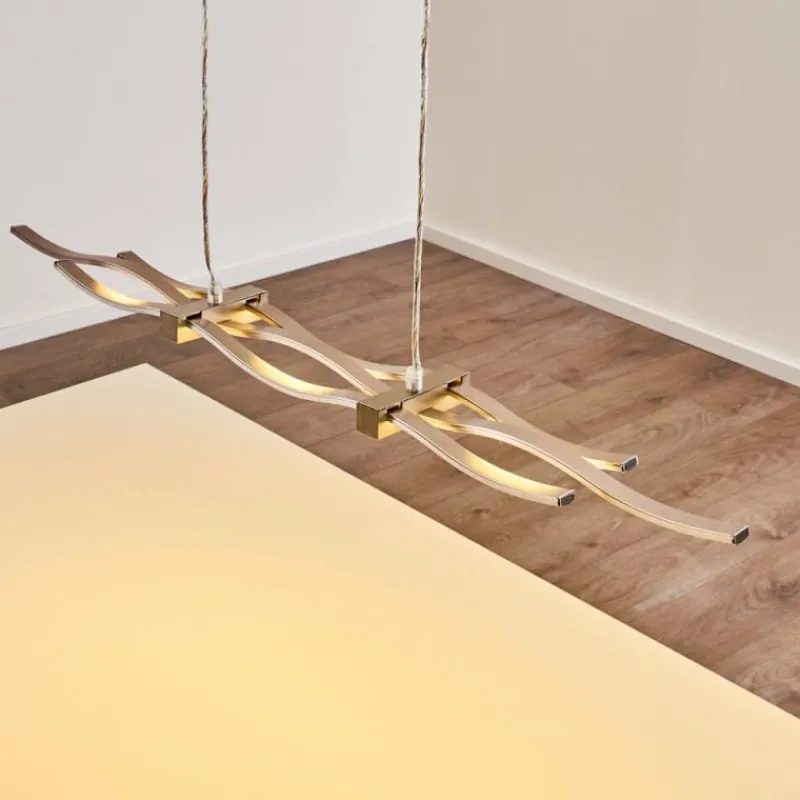 hofstein Suspension Gamsen LED Acier brossé, 3 lumières, Télécommandes, Changeur de couleurs